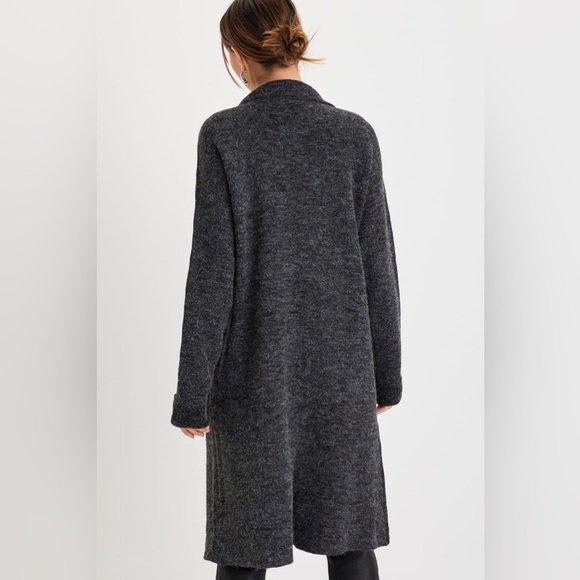 Lulus Cuddle Club Black Marled Long Sleeve Coatigan Open Front Size M - Picture 3 of 12